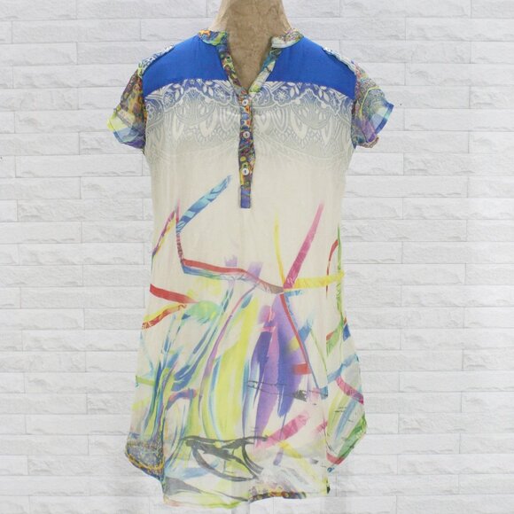 Zola Earthly Fashions Dresses & Skirts - ZOLA EARTHLY FASHIONS Dress Abstract Tunic Colorful Sheer Chiffon XXL Juniors